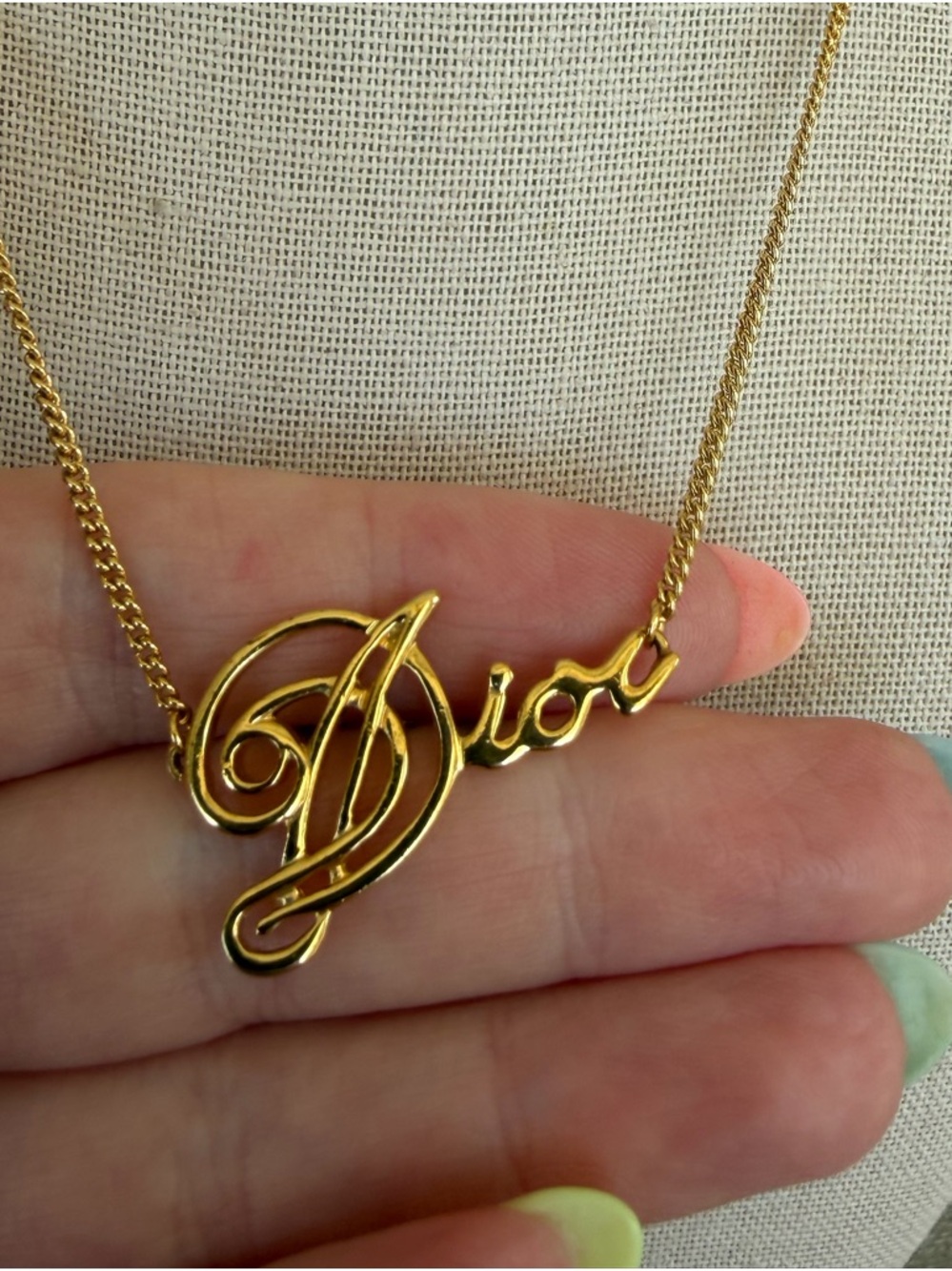 DIOR Logo Script Necklace